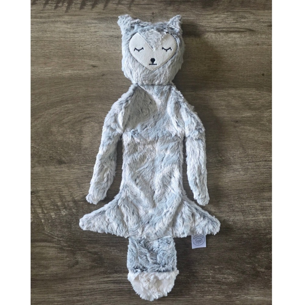 Slumberkins Fox Snuggler Grey White Plush Faux Fur Lovey Security Blanket Toy